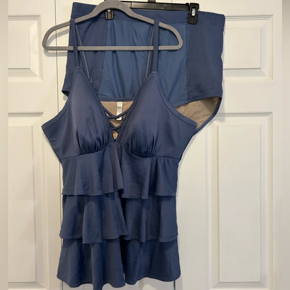 Cacique Blue Tiered Swim Dress